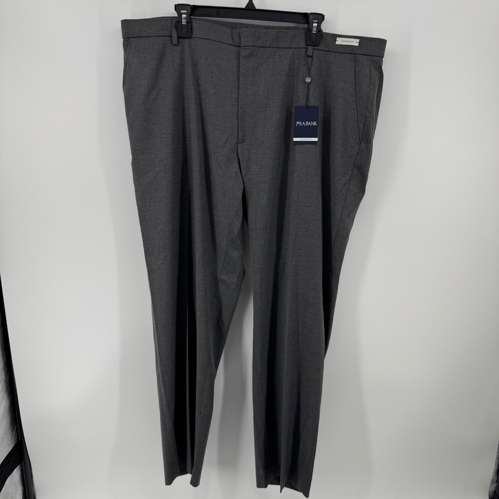 Jos A Bank Mens Grey Tailored Fit Dress Pants 42x30‎ Poly Viscose Stretch - Picture 13 of 16